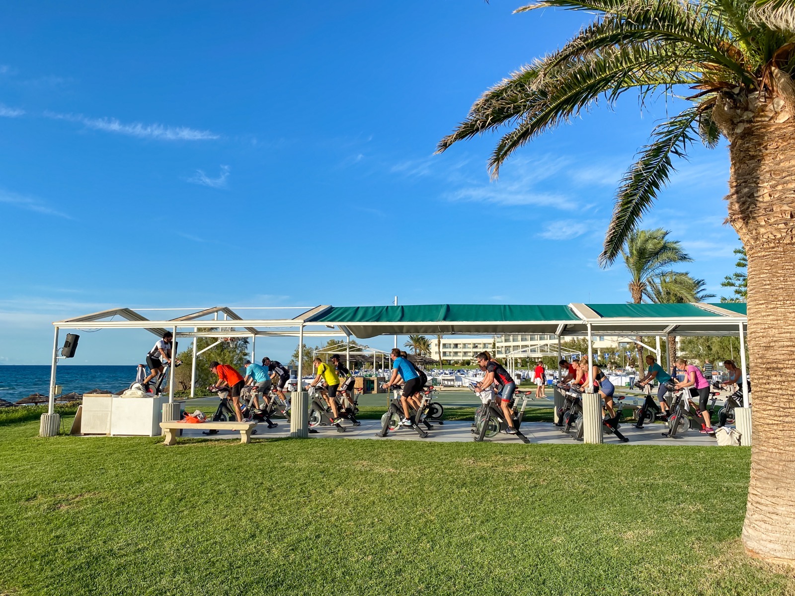 Cycling group at Kyllini Beach, Peloponnese